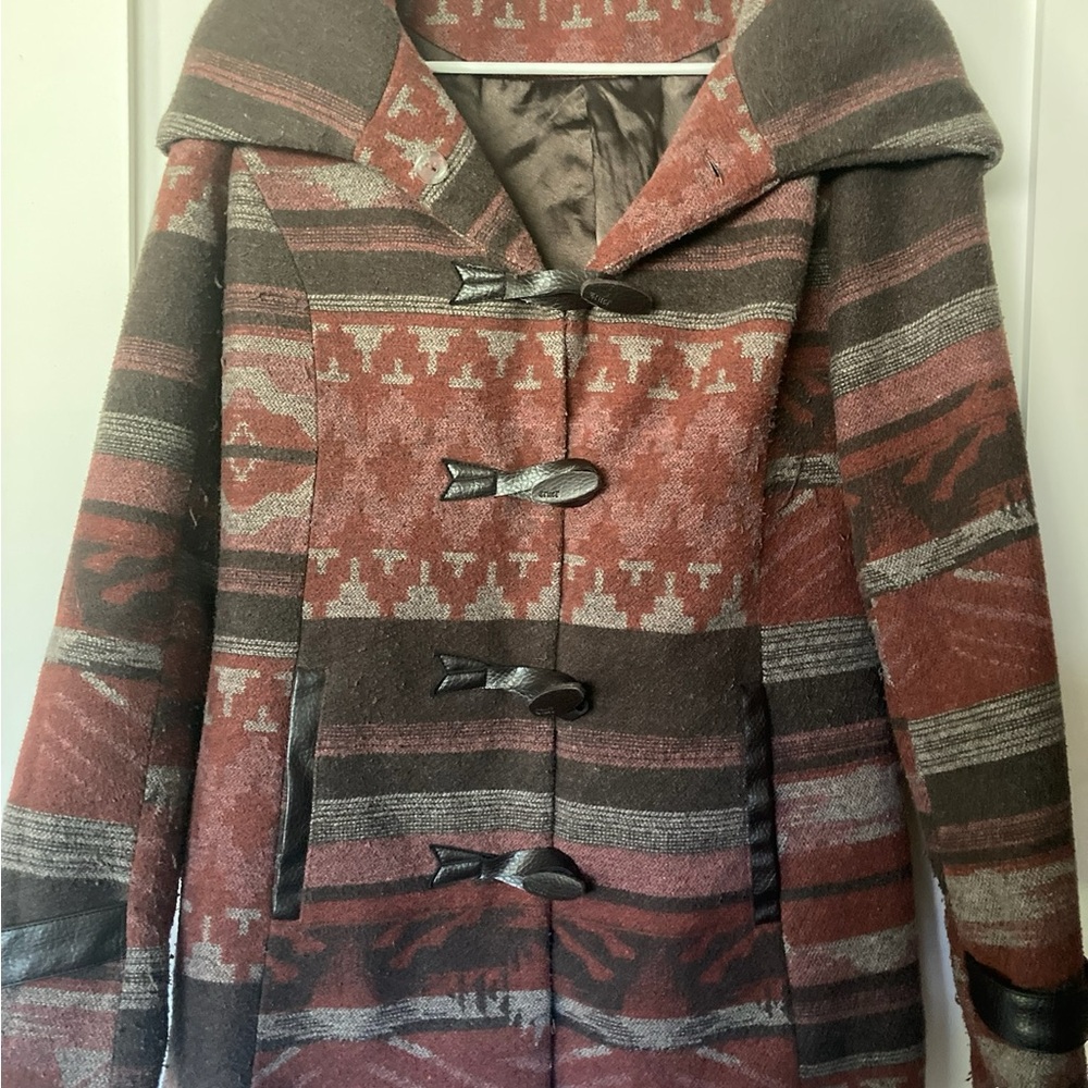 Cruel Denim Blanket Aztec Brown Western Jacket M Hooded Read